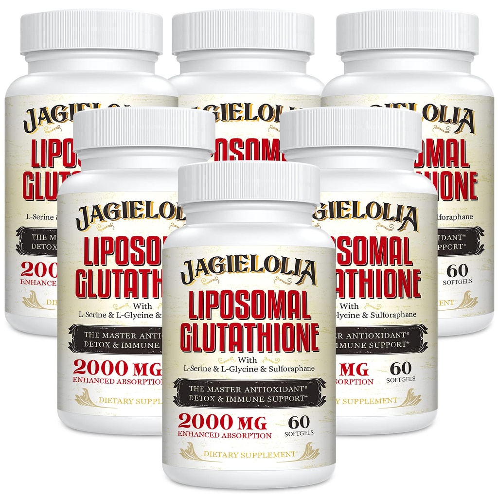 Glutathion liposomique 2000 mg avec L-Sérine, L-Glycine et Sulforaphane – Formulation unique active L-Glutathion pour améliorer l'absorption - Master Antioxydant, Détoxifiant et Immune