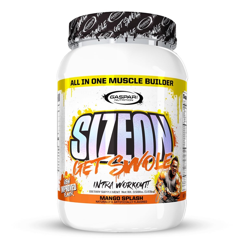 Gaspari Nutrition SizeOn, l'ultime formule hybride d'acide amino et de créatine, augmentation du volume musculaire et de la récupération musculaire (3,59 livres, Mango Splash)