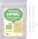 1000 Capsules Végétariennes vides avec 2 Micro Spoons - 1000 Capsules Végétariennes vides - Capsules de pilules vides pour suppléments de poudres