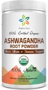 Poudre de racine certifiée biologique Ashwagandha 16Oz -1Lb. Stress naturel, Cerveau et Soutien immunitaire. Améliorer la santé globale. Super nourriture crue. 100% Herbal naturel