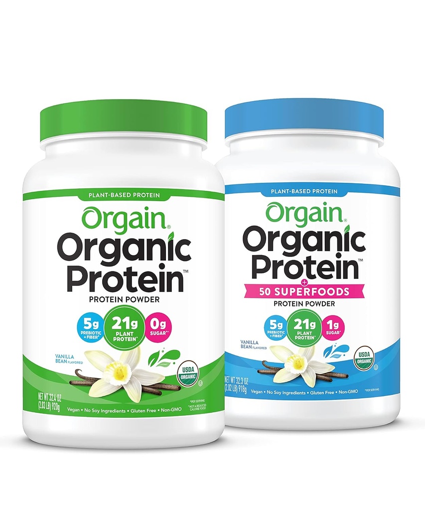 Orgaine Organique Vegan & Protein Organique + Superfoods Poudres, Vanilla Bean Flavors - Protéines végétales, sans gluten