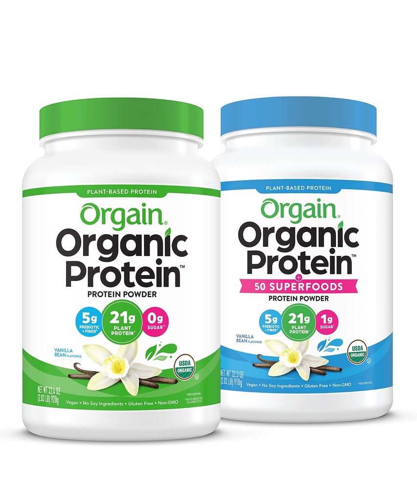 Orgaine Organique Vegan & Protein Organique + Superfoods Poudres, Vanilla Bean Flavors - Protéines végétales, sans gluten