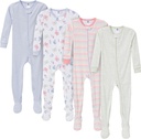 Gerber Baby Girls Baby-girls Pyjamas pieds 4 paquets
