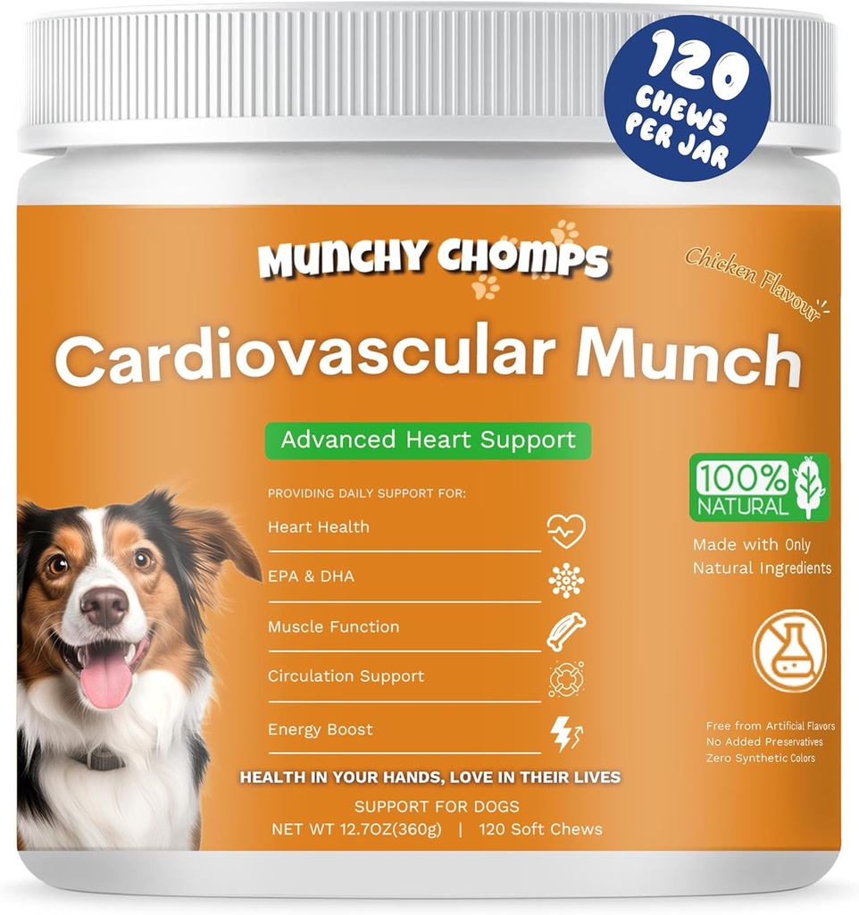 Cardiopathie pour chiens - Soutien cardiaque avancé avec AlaskOmega, CoQ10 et Taurine - Promotion de la circulation saine et de la stimulation énergétique (Chicken)