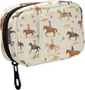 Fustylead Cartoon Cowboy Riding Horse and Cactus Pill Organizer for Purse, Weekly Portable Pill Box with Zipper to Storage Vitamines Huiles de poisson Médicaments Suppléments