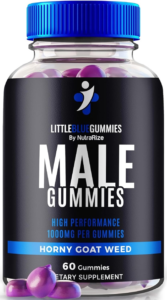 Petit Gummies Bleu pour les hommes, Supplément Homme Premium pour la nutrition quotidienne, Petit Gummy Bleu, Multivitamine Tout-naturel pour la performance de pic et la santé globale, Avis officiels (60 Gummies)
