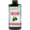 Pourquoi pas naturel supplément de fer liquide pour les femmes, les hommes et les enfants, formulation végétalienne pour l'anémie, sans sucre, végétalien, non-OGM, biologique BlackBerry Flavor 16 Fl Oz