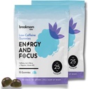 Breakroom Labs Energy and Focus Gummies – Low Caféine 25mg w/L-Theanine, Lions Mane, Vitamine B12 – Supplément Cerveau Nootropique pour Adultes, Enfants - Vegan, Low Sugar, Blue Raspberry Flavor, 30 portions