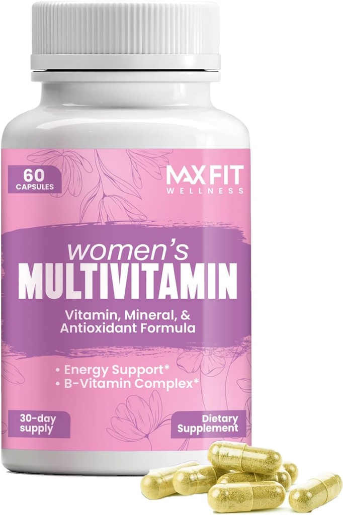Multivitamine féminine – Multivitamine complète pour les femmes 50+ avec des vitamines essentielles A, B, C, D, E, Calcium et Fer – soutient l'énergie, l'humeur, les cheveux, la peau, les ongles et la santé globale – 60 capsules