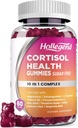 Suppléments de cortisol pour les femmes hommes, Gommies de cortisol avec Ashwagandha, Magnésium, L-Theanine, Phosphatidylsérine, B6 pour la désintoxication de Cortisol, Relaxation, Sommeil, Focus, Sans sucre, Vegan, 60