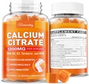 Calcium 1200 mg avec supplément de vitamine D3 Gommies pour adultes: Absorption ultime Citrate de calcium avec vitamine D3 K2, extrait curcuma, MSM pour femmes hommes