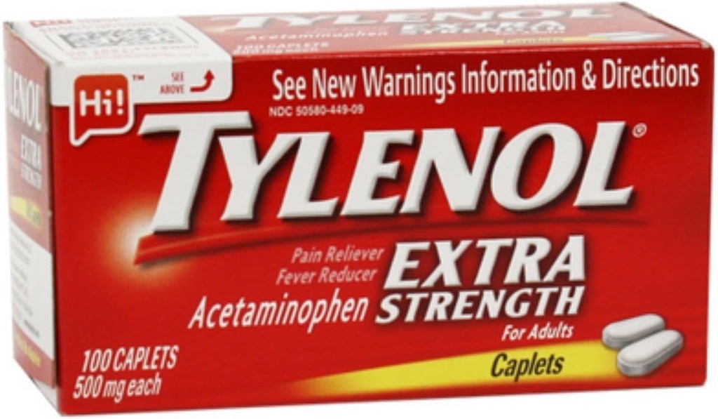 Tylenol Acétaminophène extra-résistant, 500 mg Caplets, 100 Nombre