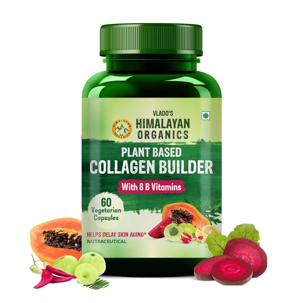 Himalayan Organics Organics Constructeur de collagène biologique pour cheveux et peau avec biotine et vitamine C (60 capsules)