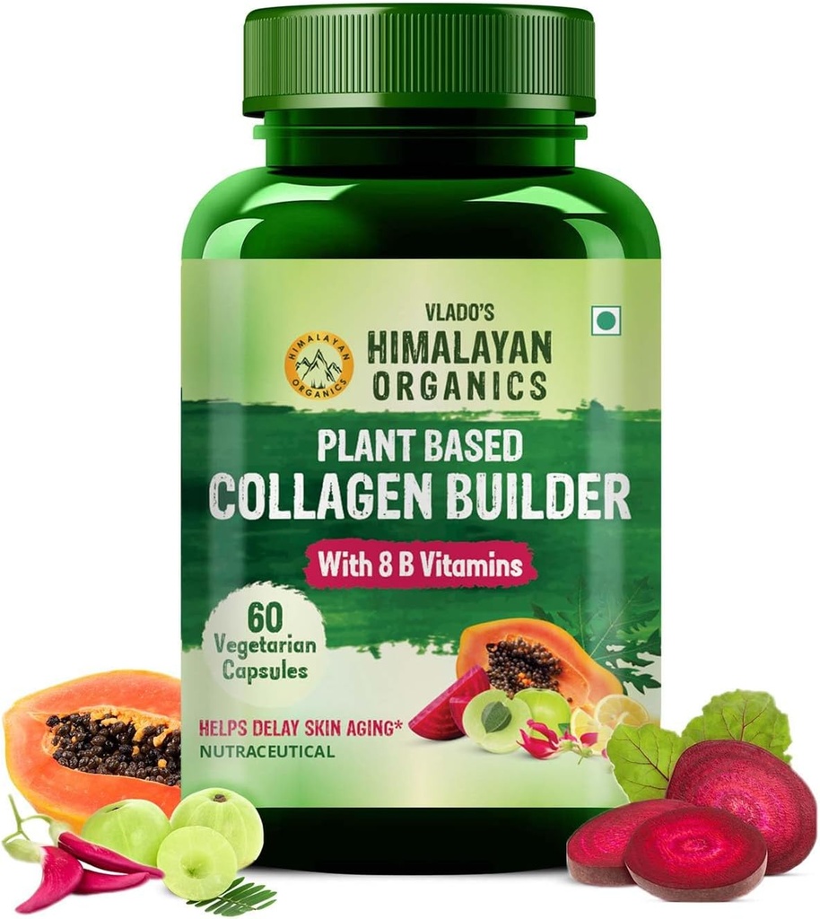Himalayan Organics Organics Organic Collagen Builder for Hair and Skin with Biotin & Vitamin C (60 Capsules)
