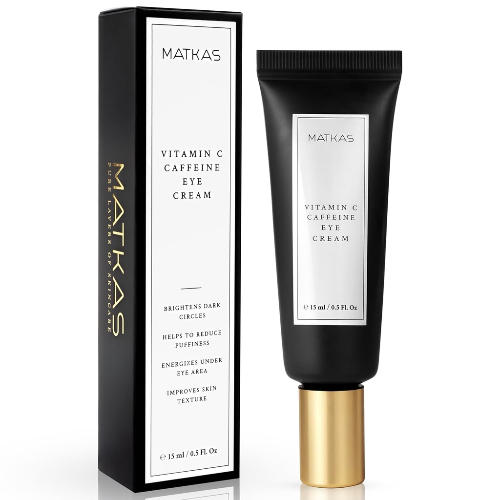 MATKAS Coréen Vitamine C crème des yeux de caféine pour les cercles noirs 0.5 Fl Oz - Cercles foncés sous traitement des yeux, la crème des yeux anti-vieillissement pour les yeux puants