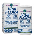 Vital Planet - Vital Flora Immmune Support Probiotique, 60 milliards CFU, 60 souches diverses, 7 mélanges de complément de champignons biologiques avec prébiotiques, stable probiotiques de santé digestif stable 30 capsules