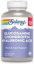 SOLARAY Glucosamine Chondroitin Hyaluronic Acid, Healthy Bone and Joint Support Supplement Plus Vitamin C for Enhanced Absorption, Lab Verified, 60-Day Guarantee, 60 Servings, 180 VegCaps