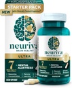 NEURIVA Supplément nootropique au cerveau testé cliniquement pour l'alerte mentale, la mémoire, le focus et la concentration,Cognivive,Neurofactor,Phosphatidylsérine,Vitamines B6 B12,14ct Capsules