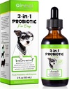 Probiotique pour chiens, naturel 3 en 1 gouttes probiotiques de chien aide à soulager la diarrhée, soutient la santé de Gut, peau démangeaison, allergies, immunité, enzymes digestives pour le supplément de chien, bacon Flavor - 60ml / 2 fl.oz