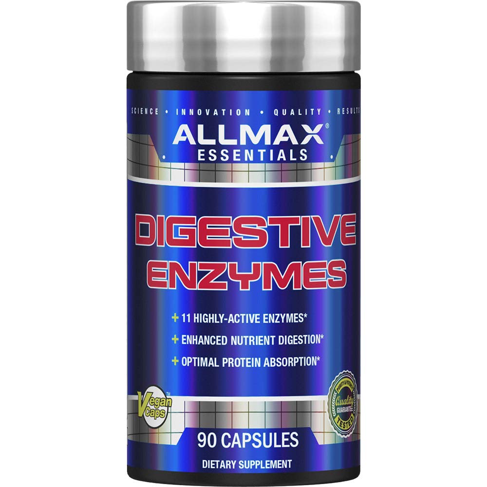 ALLMAX ENZYMES Digestifs - 90 capsules - prend en charge la digestion nutritive améliorée et l'absorption optimale des protéines - avec 11 enzymes hautement actives - 90 portions