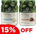 PlantFusion Ensemble complet de poudre de protéines de pois à base végétale, non-OGM, végétalien, sans produits laitiers, sans gluten, sans soja, sans allergènes, sans enzymes digestionnelles, supplément alimentaire, haricots de vanille et chocolat 1 livre