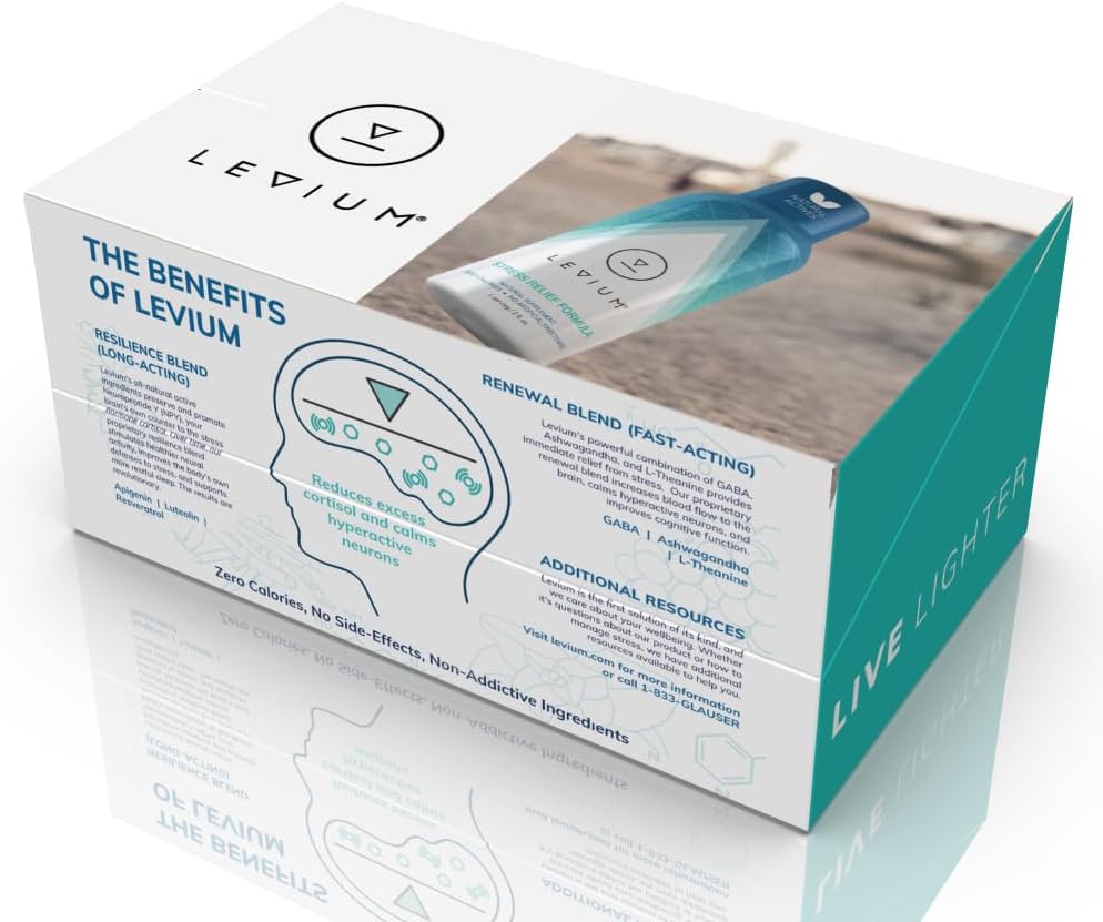 Levium Calming Stress Relief Vitamin Supplement | Natural Mood Boosting Liquid Shots (15 Day Supply)