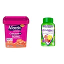 Viactiv Calcium Chews & Vitafusion Omega-3 Gummy Vitamines Bundle - 60 Calcium Chews pour la santé des os + 120 Omega-3 Gummies pour la santé cardiaque