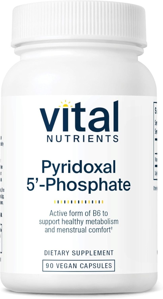 Nutriments vitaux Pyridoxal-5 Phosphate Activé Vitamine B6-méthylé B6 pour le métabolisme, le SPM et le soutien menstruel*