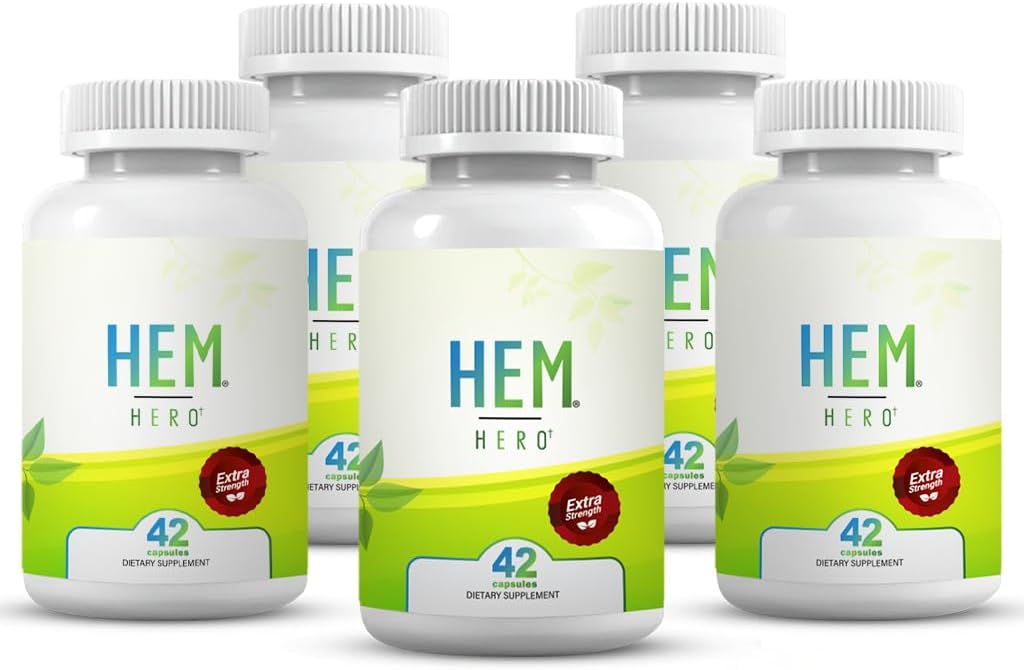 Hem Hero® Traitement hémorroïde extra-fort - Réduire l'enflure, les démangeaisons et l'irritation - - 42 Capsules - (5-Pack)