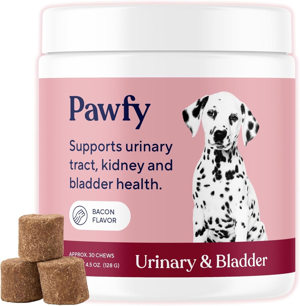 Pawfy Dog UTI Supplement | Cranberry & D-Mannose for Urinary Tract & Bladder Health | Ideal for Senior Dogs | Urinary Tract Infection Control | Dog Vitamins and Supplements - 30 Chews