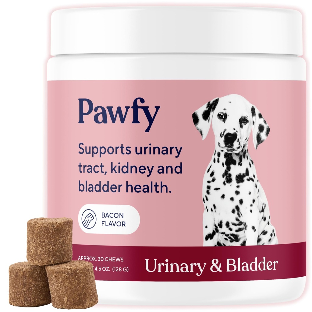 Supplément UTI pour chien Pawfy Cranberry & D-Mannose pour la santé du trac urinaire et de la vétusté Idéal pour les chiens seniors