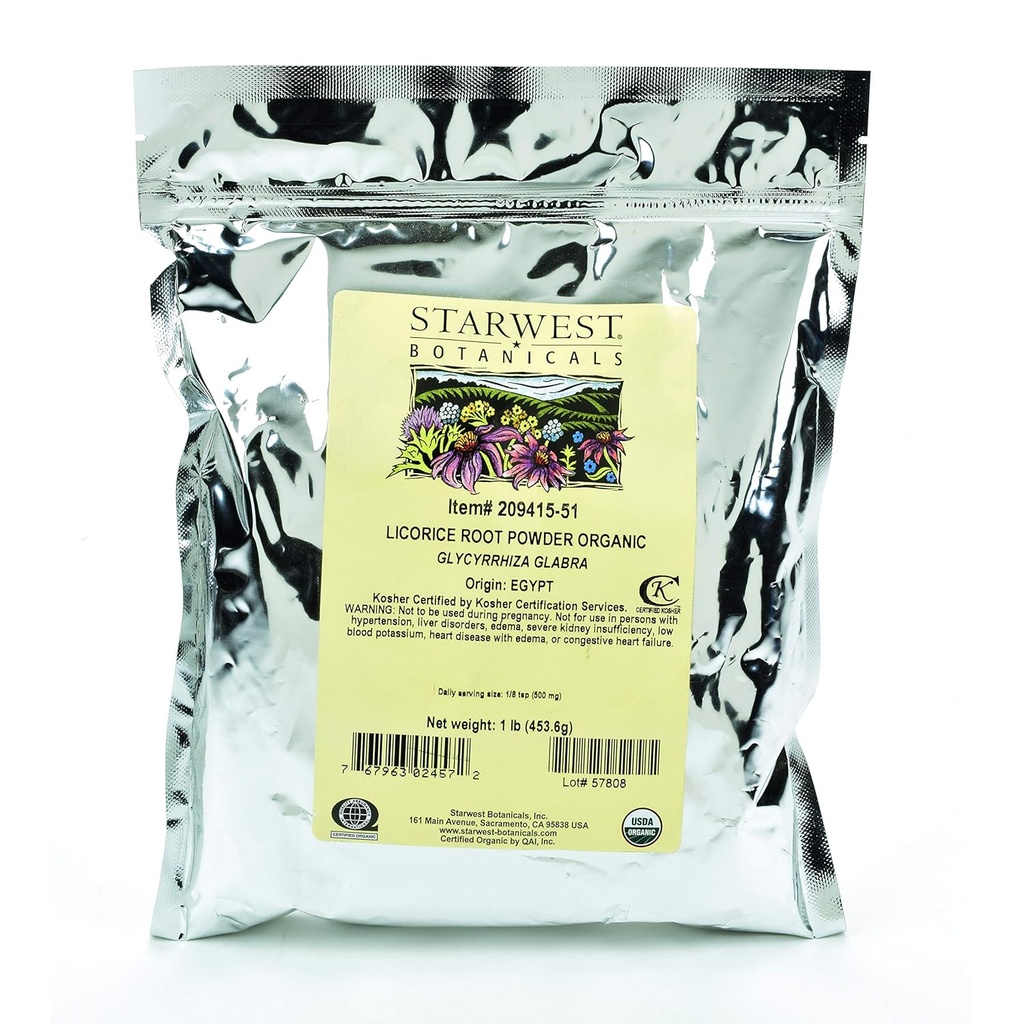 Starwest Botanicals Poudre de racine de réglisse biologique, 1 livre