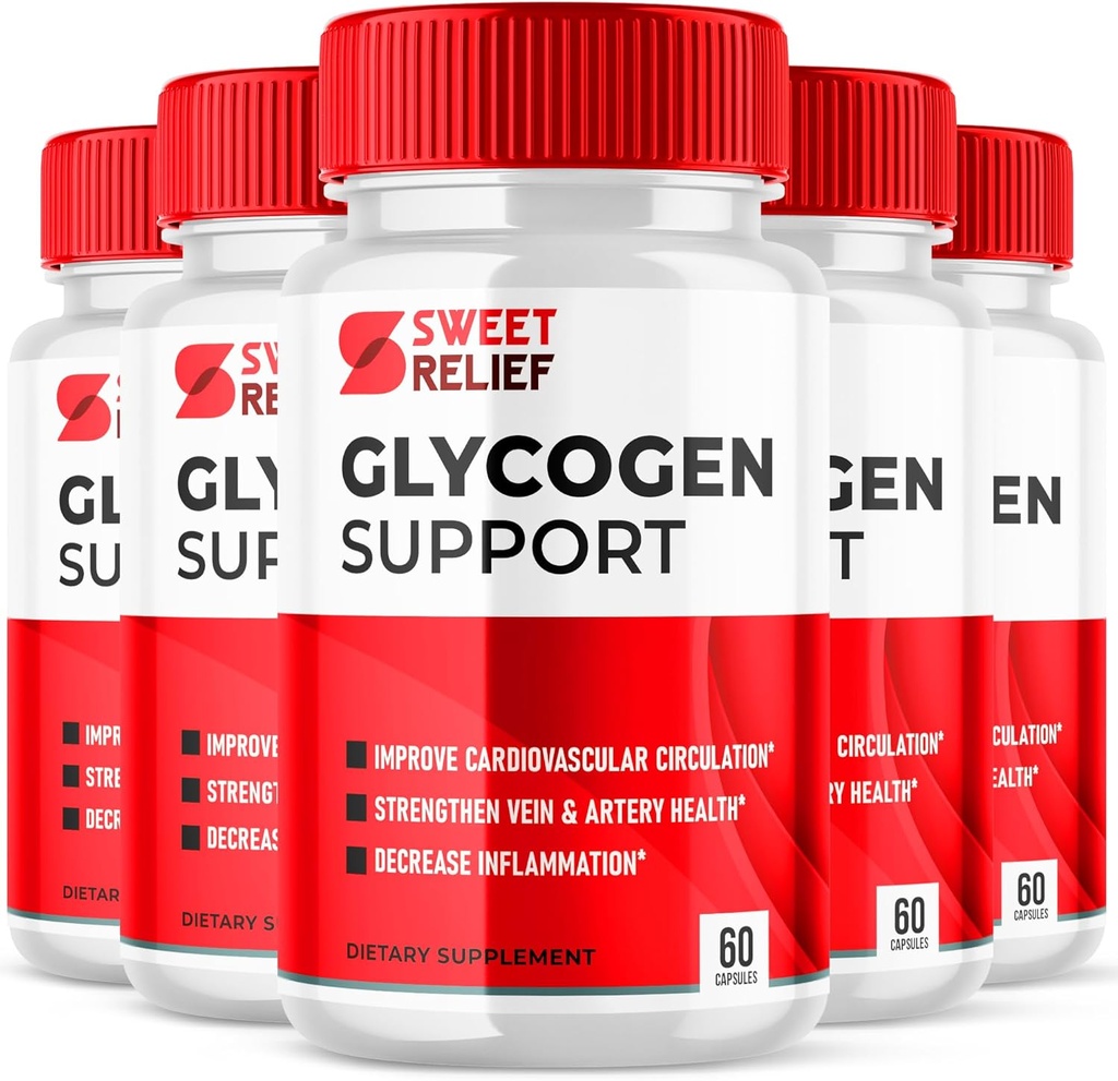 (5 packs) Glycogène de soulagement sucré Capsules de soutien, Supplément nettoyant pour vaisseaux sanguins de soulagement sucré, Glycogène de relève sucré Soutien sucré, Glycogène de soulagement sucré (300 capsules)