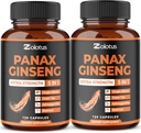 Zolotus Panax Rouge Coréen Ginseng + Ginkgo Biloba, Ashwagandha, Beetroot, Thé Vert - 120 Capsules (paquet de 2)