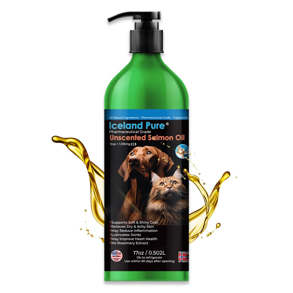 Iceland Pure Salmon Oil (huile de saumon pur) Sans parfum Classe pharmaceutique : 1118mg d'Oméga-3 par cuillère à café.