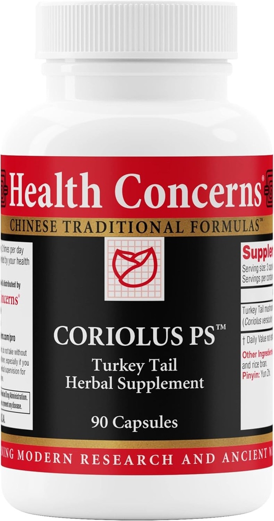 Préoccupations de santé Coriolus PS – Dindon Tail Supplément de champignons pour le soutien immunitaire et la santé Gut – Microbiome Balance – Herbe chinoise refroidissante – 1500mg Dindon Tail par portion – 90 Capsules