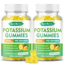 Citrate de potassium Gommies 1000mg, supplément de potassium de puissance élevée Gommies pour adultes femmes et hommes, soutien des crampes et de la santé musculaire des jambes, sans sucre, ananas, 120 comte