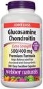 Webber Naturals Glucosamine Chondritine avec vitamine D3, dosage supplémentaire, 500/400 mg, Formule Premium, 300 Capsules faciles à avaler
