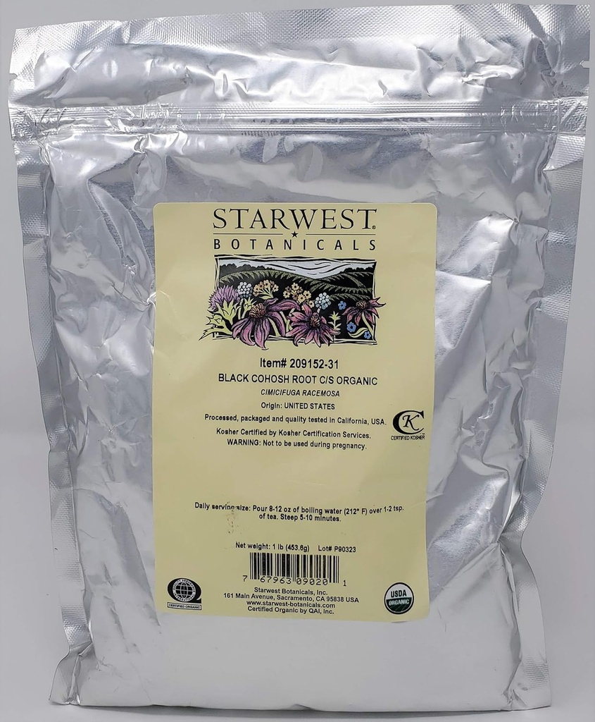 Racine de Cohosh noire Coupe biologique et tamisée - Cimicifuga racemosa, 1 lb,