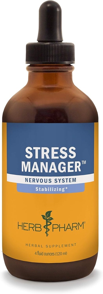 Herb Pharm Stress Manager Formule à base de plantes liquides avec Rhodiola et Saint Basilic Extraits liquides - 4 Once