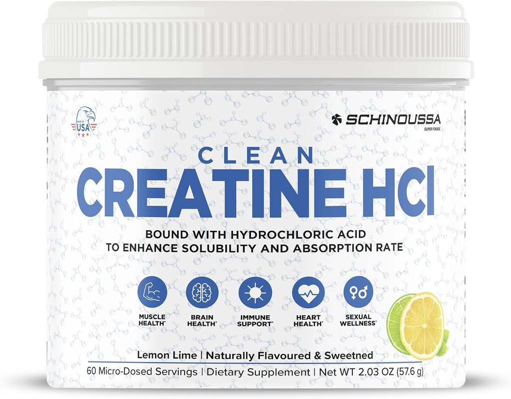 Citron Lime Creatine HCL Powder , Micro-dose Haute Absorption Creatine , naturellement aromatisé et sucré , Sans stimulant , Vegan , sans gluten , Supplément d'entraînement pré/après