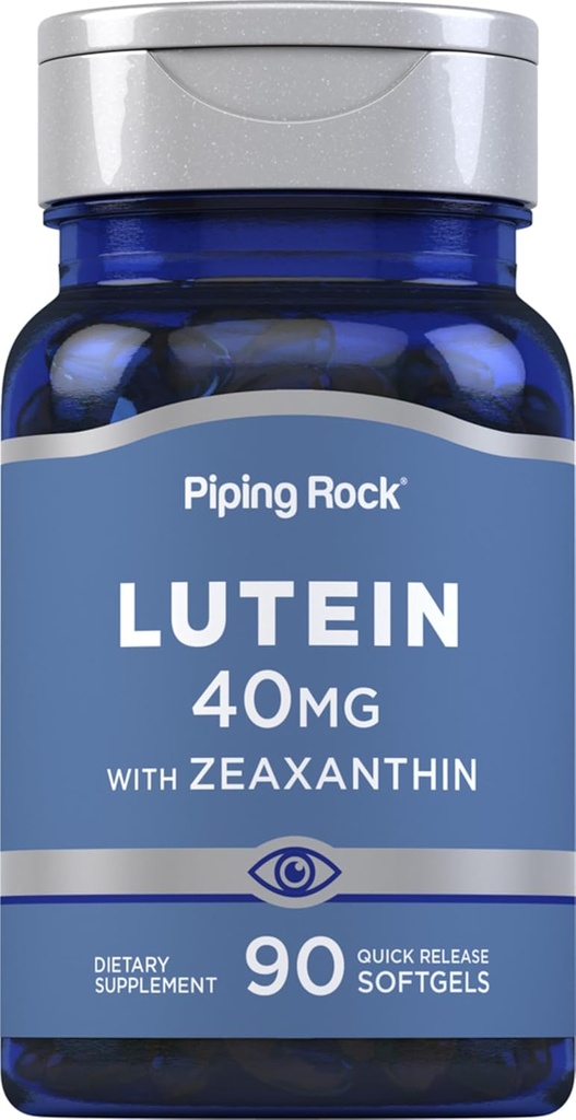 Piping Rock Lutein avec Zeaxanthin 40mg.90 Softgels.com Supplément santé des yeux de l'extrait de Marigold.