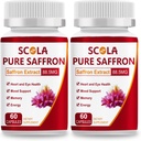 SCOLA Suppléments de safran, Extrait de safran pur de 88.5mg pour les femmes et les hommes, Énergie Boost, Suppléments articulaires, Vegan, Non-OGM, 120 Capsules