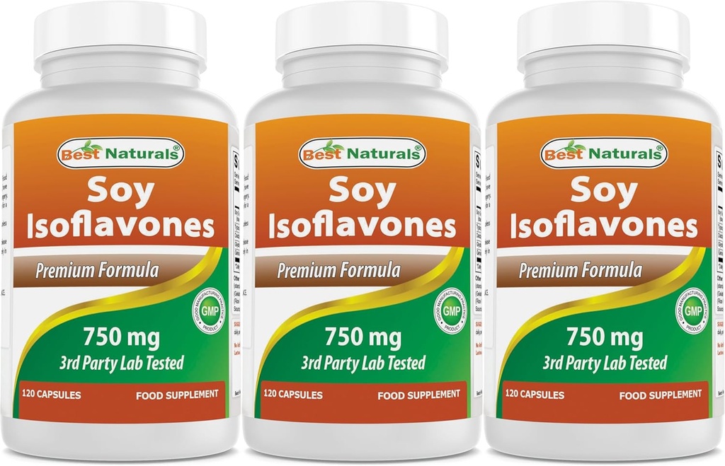 Meilleures Isoflavones de soja naturel 750 mg 120 Capsules (120 Nombre (paquet de 3))
