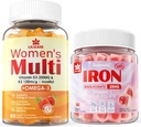 Gommies de fer végétaliens + Gommies multivitamines pour femmes