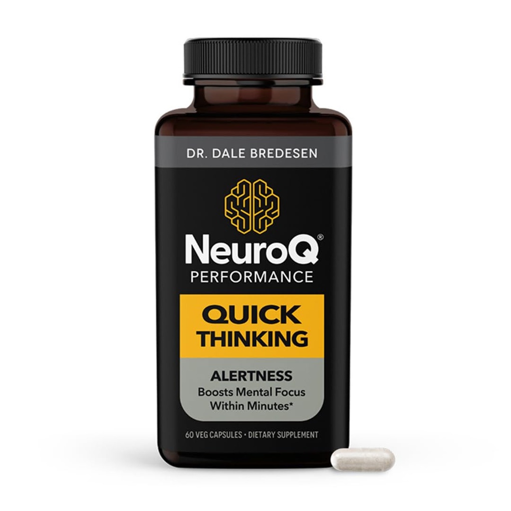 LifeSeasons NeuroQ - Quick Thinking Supplement Pills - Boosts Alertness + Supports Mental Focus - L-Theanine Caffeine L-Tyrosine & Beta-Alanine (60 Capsules)