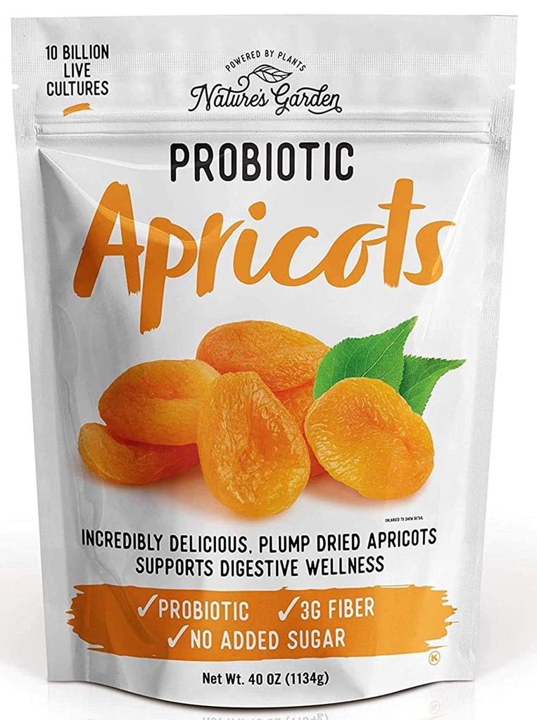 Jardin de la nature Abricots probiotiques - Fruits séchés, Plump séchés, sans gluten, sans produits laitiers, végétaliens – en vrac 40 Oz sac (paquet de 1)
