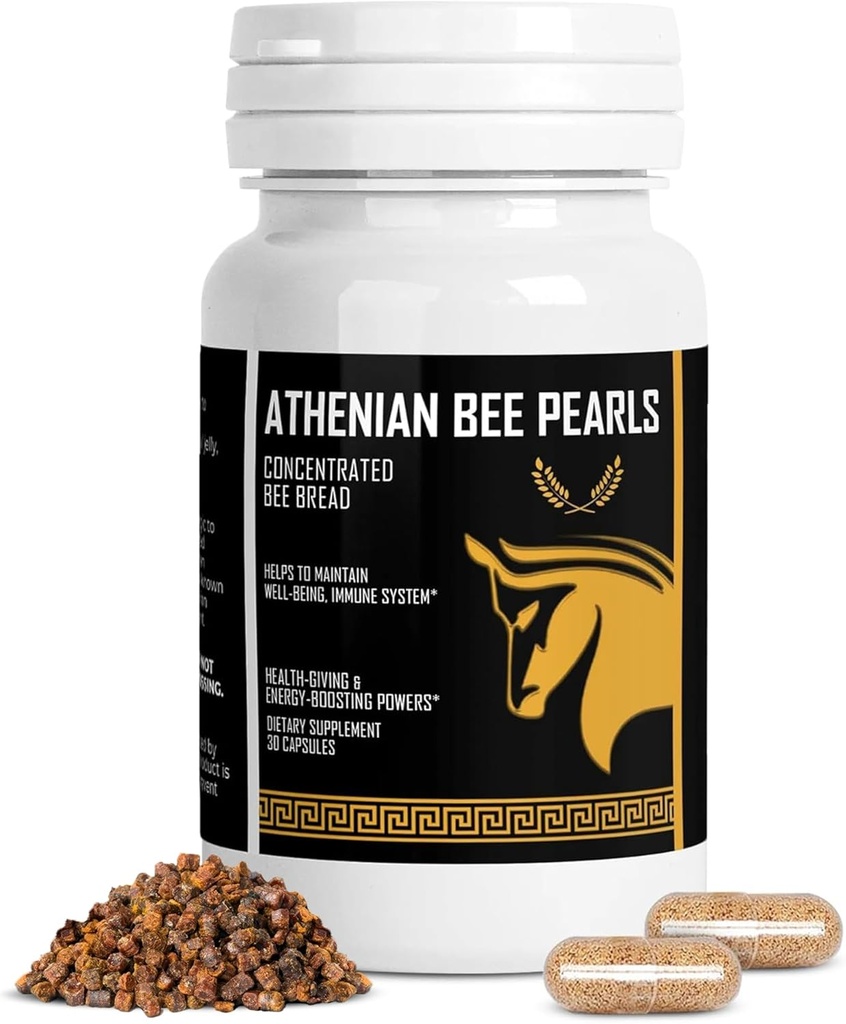Supplément Abeille Pollen Perles d'abeilles Athenian (Spartan Bee Bread Extract & Vitamine C) Non OGM, rien de synthétique, tout le pollen d'abeille biologique naturel