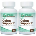 Peak Pure & Natural Colon Support - Colon Cleanse and Detox Supplement for Digestive Health - Gut Health Support with Inulin and Senna Leaf Extracts - with Fibre, Prébiotiques et Probiotiques - 2 Pack