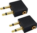 Double 3.5mm (1/8") Homme à 3.5mm Femme Adaptateur de Jack Audio AUX pour l'utilisation du casque sur le vol aérien (2 Pack)